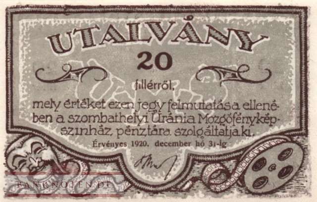 Hungary - Szombathely - 20  Filler (#SZO_07_2_AU)