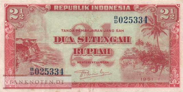 Indonesia - 2 1/2  Rupiah (#039_VF)