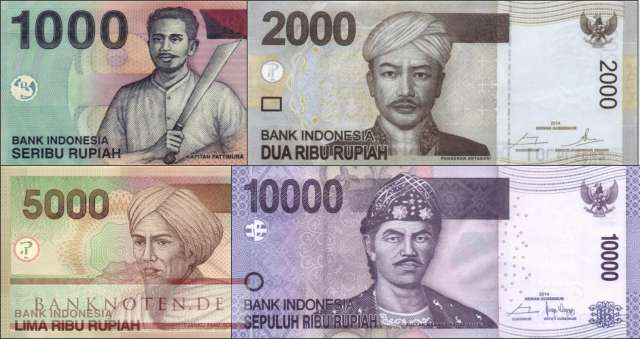 Indonesia: 1.000 - 10.000 Rupiah (4 banknotes)