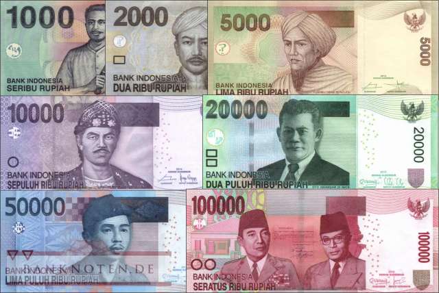 Banknoten De Indonesien Indonesien 1 000 100 000 Rupiah 7 Banknoten Banknoten
