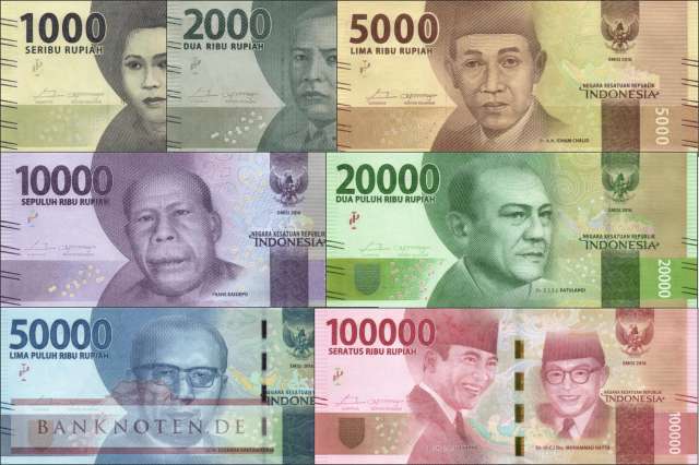Indonesien: 1.000 - 100.000 Rupiah (7 Banknoten)