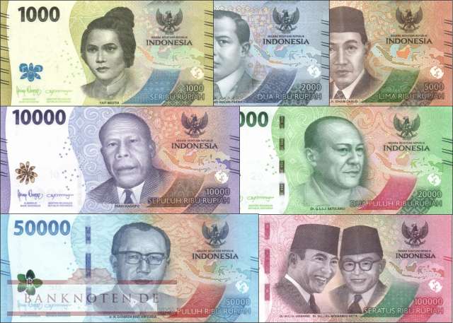 Indonesien: 1.000 - 100.000 Rupiah 2022 (7 Banknoten)