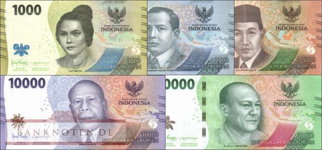 Indonesia: 1.000 - 20.000 Rupiah 2022 (5 banknotes)