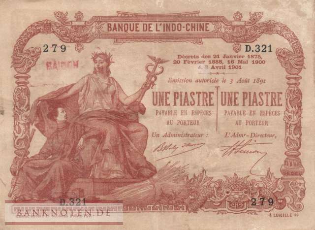 Indochina - 1  Piastre (#034b_VF)