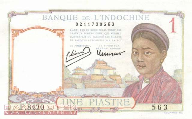 Indochina - 1  Piastre (#054c_XF)