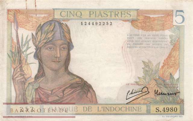 Indochina - 5  Piastres (#055d_VF)