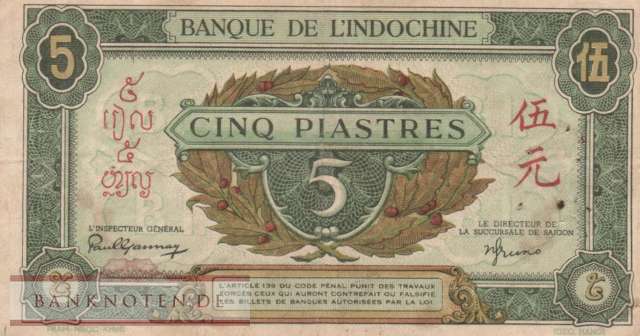 Indochina - 5  Piastres (#061_F)