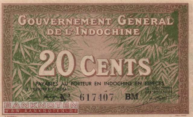 Indochina - 20  Cents (#086d_UNC)