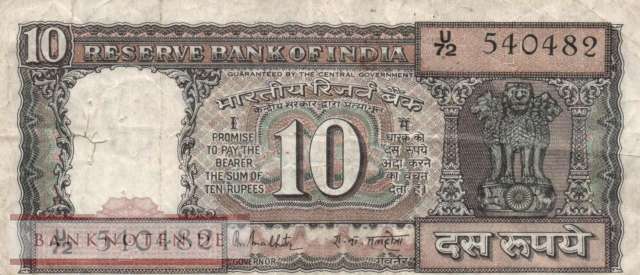 Indien - 10  Rupees (#060k_F)