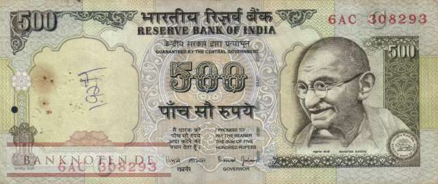 Indien - 500  Rupees (#092d_VG)