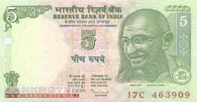 India - 5  Rupees (#094Ac_UNC)