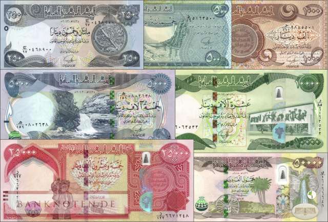 Irak: 250 - 50.000 Dinar (7 Banknoten)
