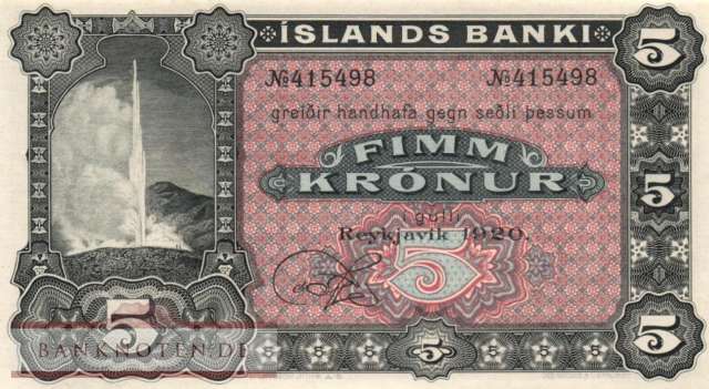 Island - 5  Kronur (#015r-U2_UNC)