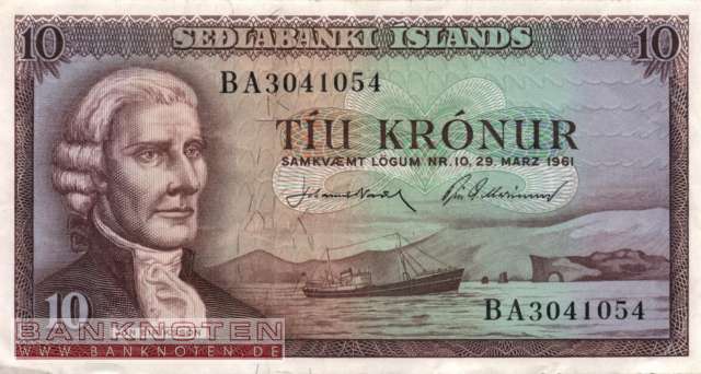 Iceland - 10  Kronur (#042-U34_VF)