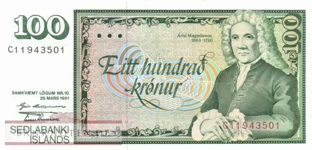 Island - 100  Kronur (#050a-U48_UNC)