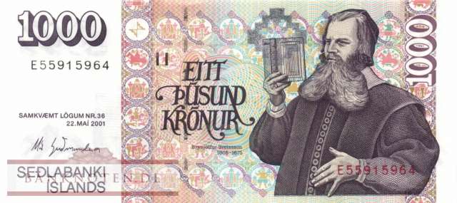 Island - 1.000  Kronur (#059-U66_UNC)