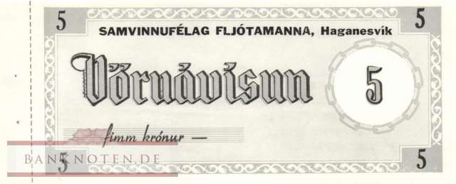 Island-Fljótamanna - 5  Kronur (#911a_UNC)