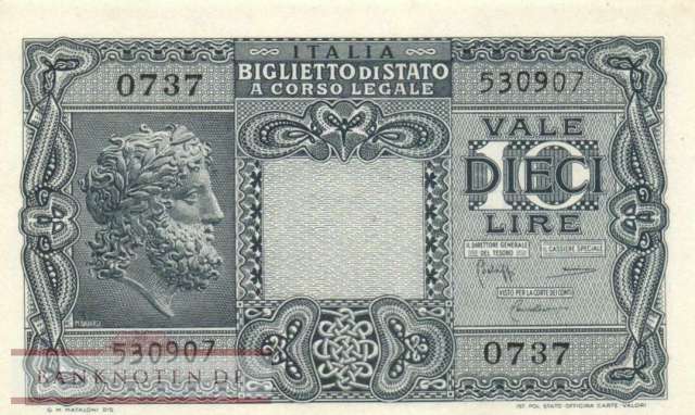 Italy - 10  Lire (#032c_UNC)
