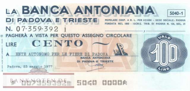 Banca Antoniana - Padova - 100  Lire (#06m_04_10_UNC)