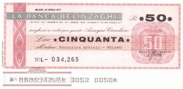 Banca Belinzaghi - 50  Lire (#06m_05_01_UNC)