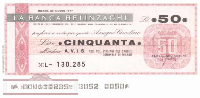 Banca Belinzaghi - 50  Lire (#06m_05_03_UNC)