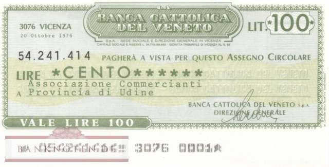 Banca Cattolica del Veneto - Udine - 100  Lire (#06m_07_60_UNC)