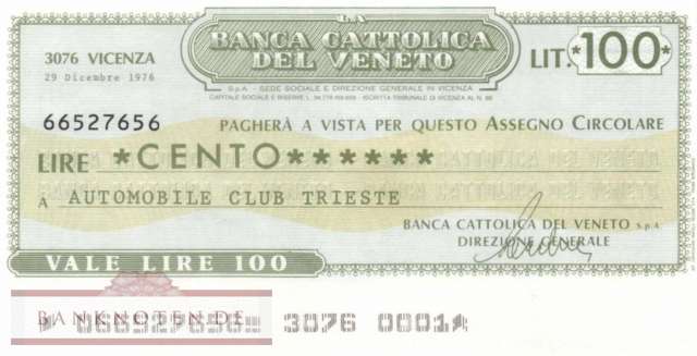 Banca Cattolica del Veneto - Trieste - 100  Lire (#06m_07_89_VF)