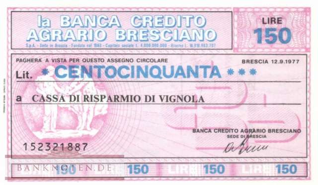 Banca di Credito Agrario Bresciano - 150  Lire (#06m_08_19_UNC)