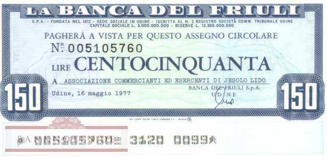 Banca del Friuli - 150  Lire (#06m_09_14_UNC)