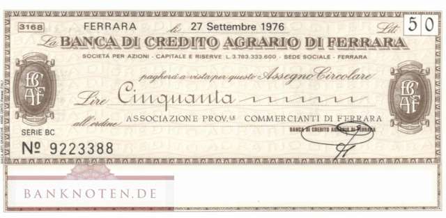Banca di Credito Agrario di Ferrara - 50  Lire (#06m_11_07_UNC)