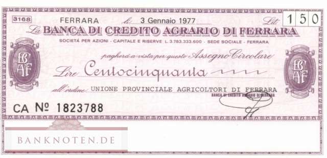 Banca di Credito Agrario di Ferrara - 150  Lire (#06m_11__57_UNC)