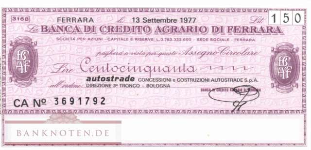 Banca di Credito Agrario di Ferrara - 150  Lire (#06m_11__61_UNC)
