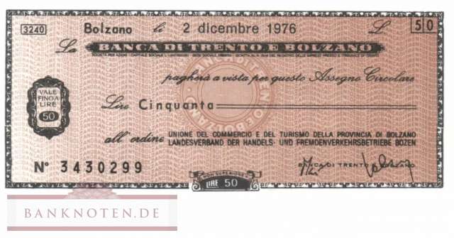 Banca di Trento e Bolzano - Bolzano - 50  Lire (#06m_12-1_04_UNC)