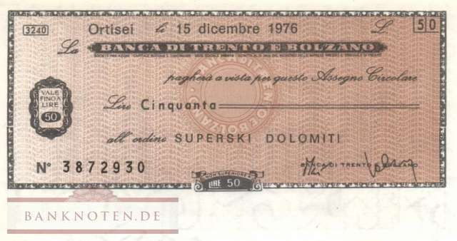 Banca di Trento e Bolzano - Ortisei - 50  Lire (#06m_12-1_05_VF)