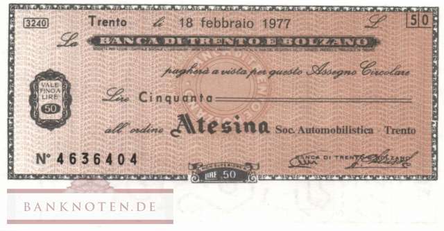 Banca di Trento e Bolzano - Trento - 50  Lire (#06m_12-1_06_UNC)