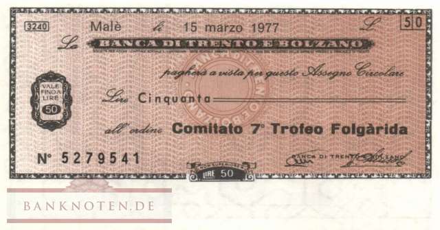 Banca di Trento e Bolzano - Male - 50  Lire (#06m_12-1_10_UNC)