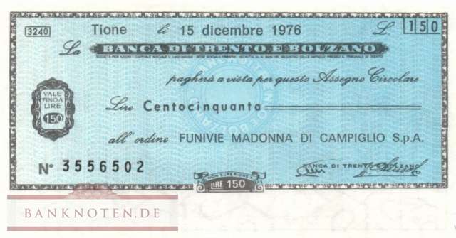 Banca di Trento e Bolzano - Tione - 150  Lire (#06m_12-7_60_UNC)