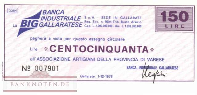 Banca Industriale Gallaratese - 150  Lire (#06m_13_05_UNC)