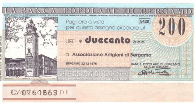 Banca Popolare di Bergamo - 200  Lire (#06m_22_15_UNC)