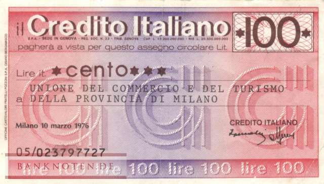 Credito Italiano - Milano - 100  Lire (#06m_74_10_VF)