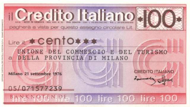 Credito Italiano - Milano Un. Comm. - 100  Lire (#06m_74_32_UNC)