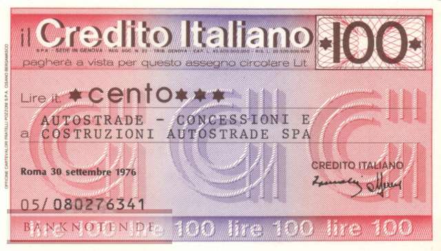 Credito Italiano - Roma - 100  Lire (#06m_74_43_XF)