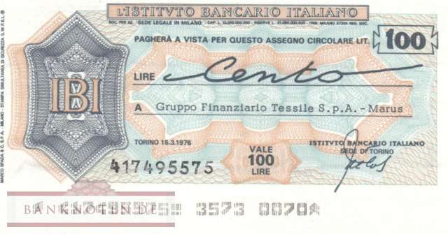 Istituto Bancario Italiano - Torino - 100  Lire (#06m_78_13_UNC)