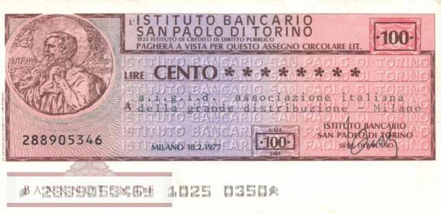 Istituto Bancario San Paolo di Torino - Milano - 100  Lire (#06m_79_28_VF)