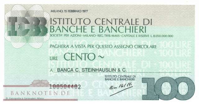 Istituto Centr. di Banche e Banchieri - 100  Lire (#06m_80_01_UNC)
