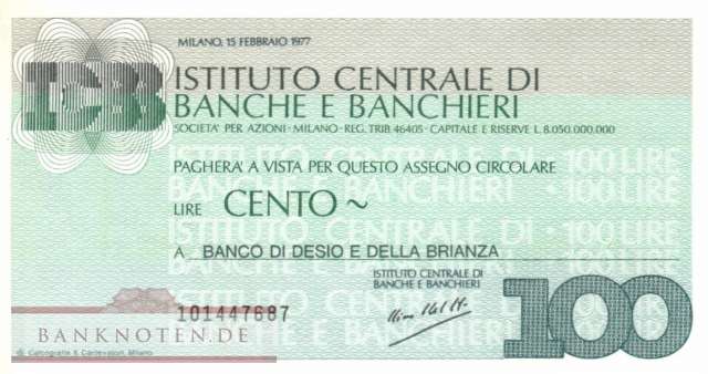 Istituto Centr. di Banche e Banchieri - 100  Lire (#06m_80_04_XF)