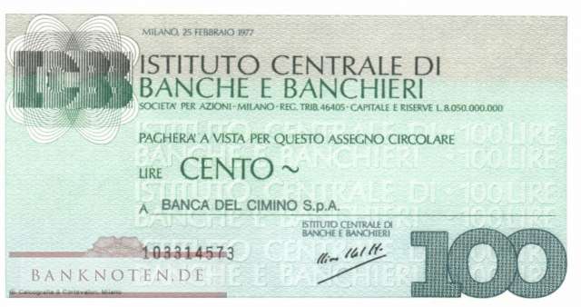Istituto Centr. di Banche e Banchieri - 100  Lire (#06m_80_06_UNC)