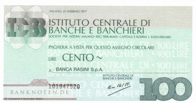 Istituto Centr. di Banche e Banchieri - 100  Lire (#06m_80_08_UNC)