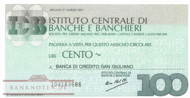 Istituto Centr. di Banche e Banchieri - 100  Lire (#06m_80_16_UNC)
