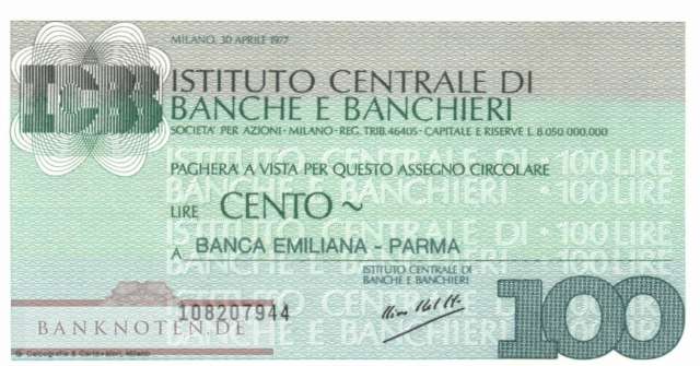 Istituto Centr. di Banche e Banchieri - 100  Lire (#06m_80_27_UNC)